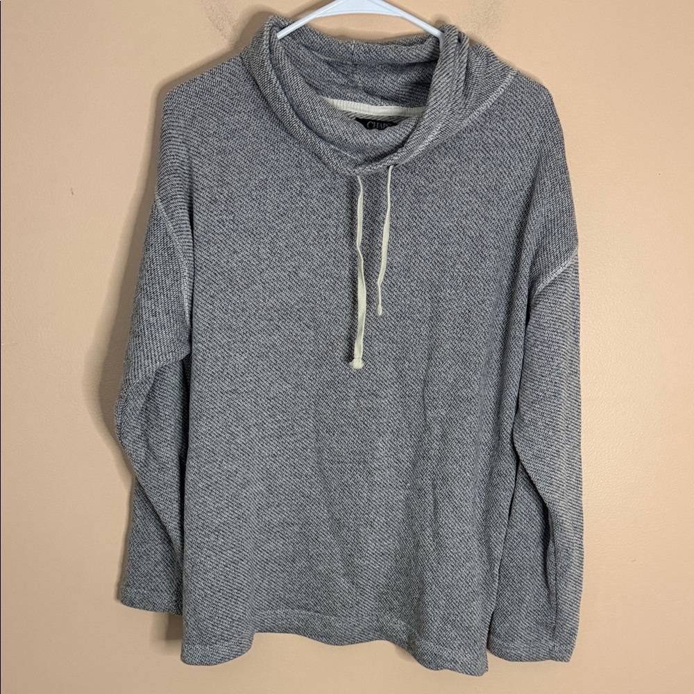 Chaps Heather Gray Turtleneck Drawstring Sweater